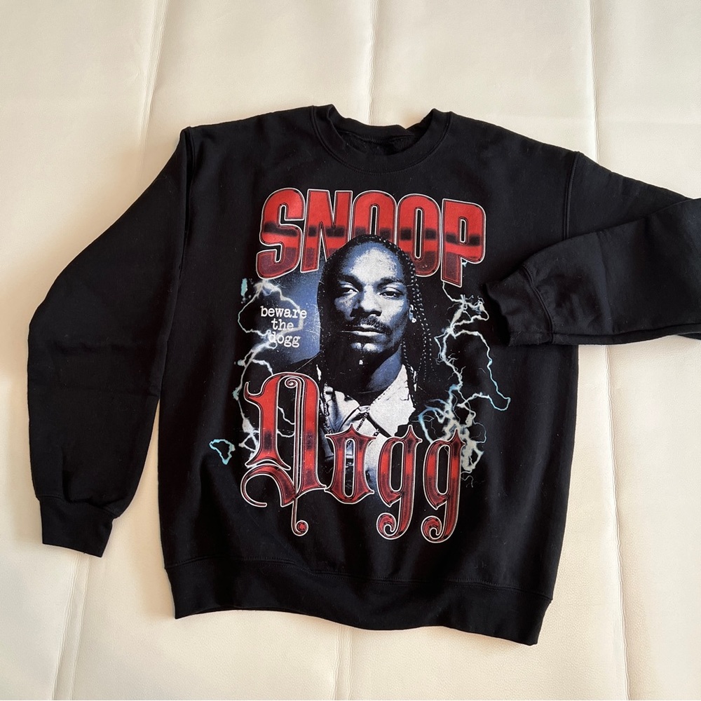 Snoop Dogg Beware The Dogg Black Crew Neck Sweatshirt size m
